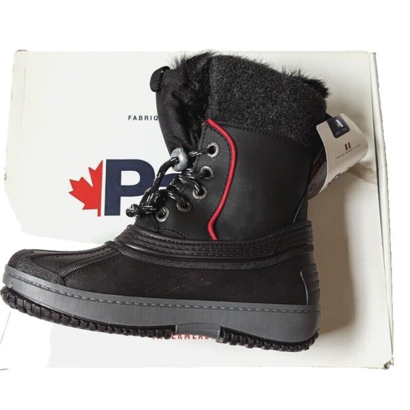 Pajar Canada Kids Girl Boy Winter Snow Boot Black Lace-up Faux Fur Lined 13,1,2Y - Picture 7 of 8